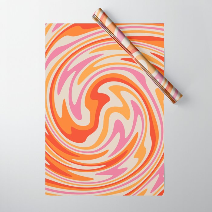 70s Retro Swirl Color Abstract Wrapping Paper