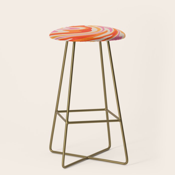 70s Retro Swirl Color Abstract Stool