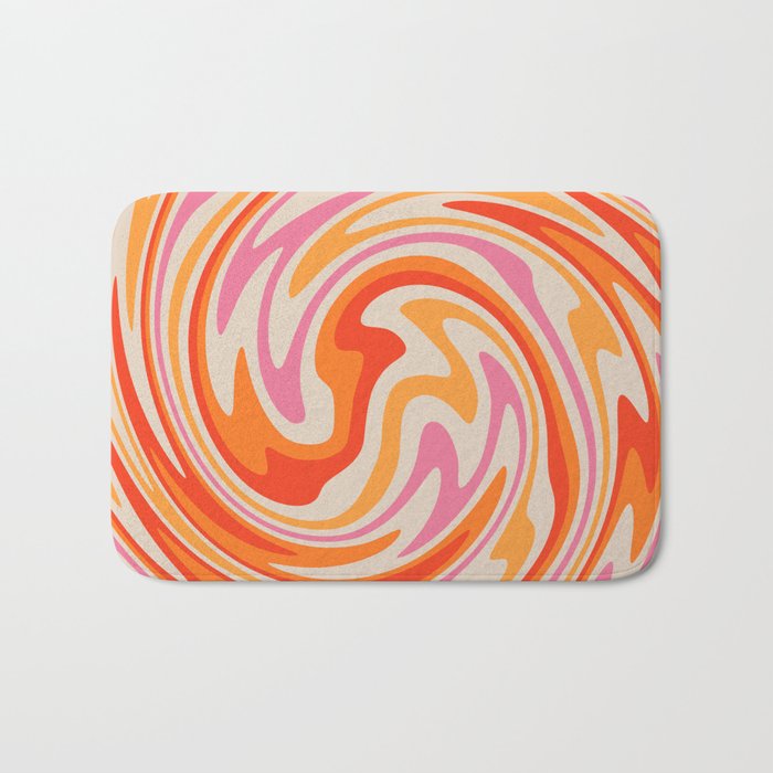 70s Retro Swirl Color Abstract Bath Mat