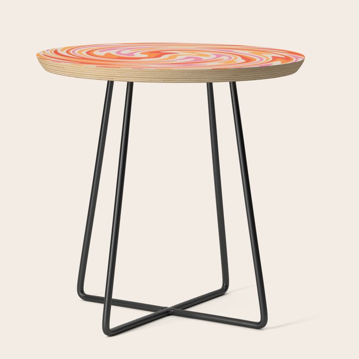 70s Retro Swirl Color Abstract Side Table