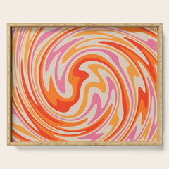 70s Retro Swirl Color Abstract Serving Tray