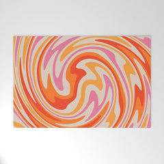 70s Retro Swirl Color Abstract Welcome Mat