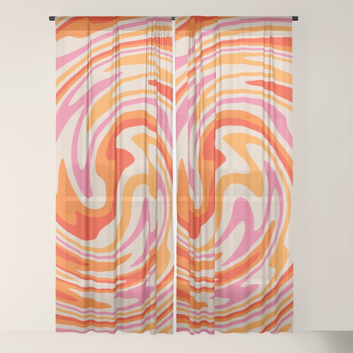 70s Retro Swirl Color Abstract Window Curtain