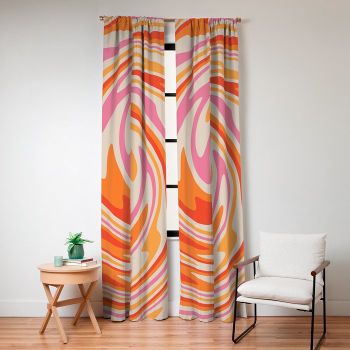 70s Retro Swirl Color Abstract Window Curtain
