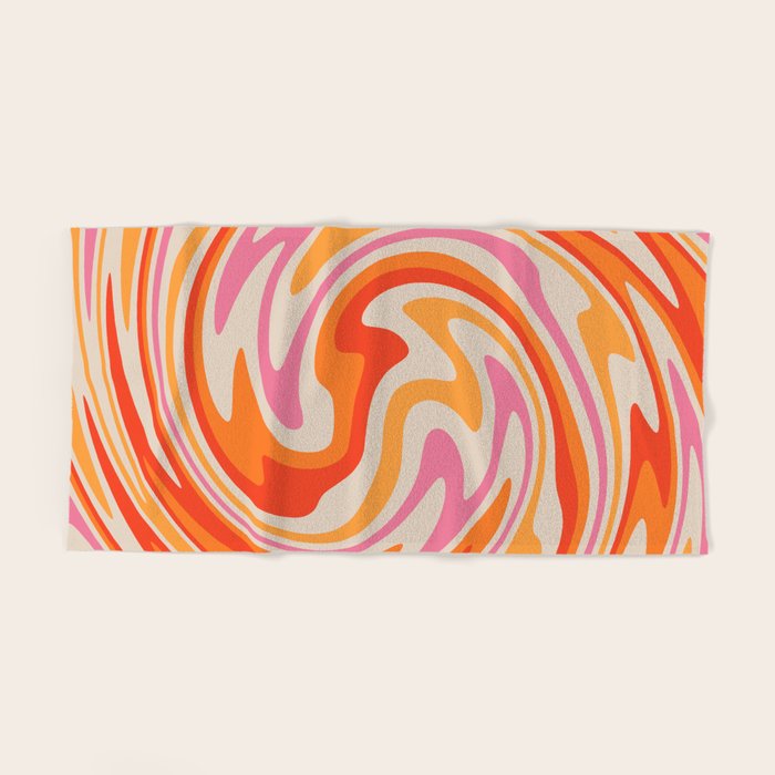 70s Retro Swirl Color Abstract Bath Towel