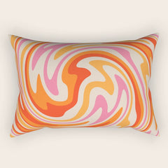 70s Retro Swirl Color Abstract Rectangular Pillow