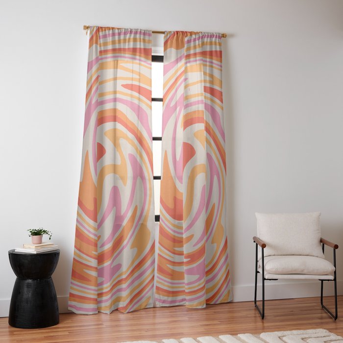 70s Retro Swirl Color Abstract Window Curtain
