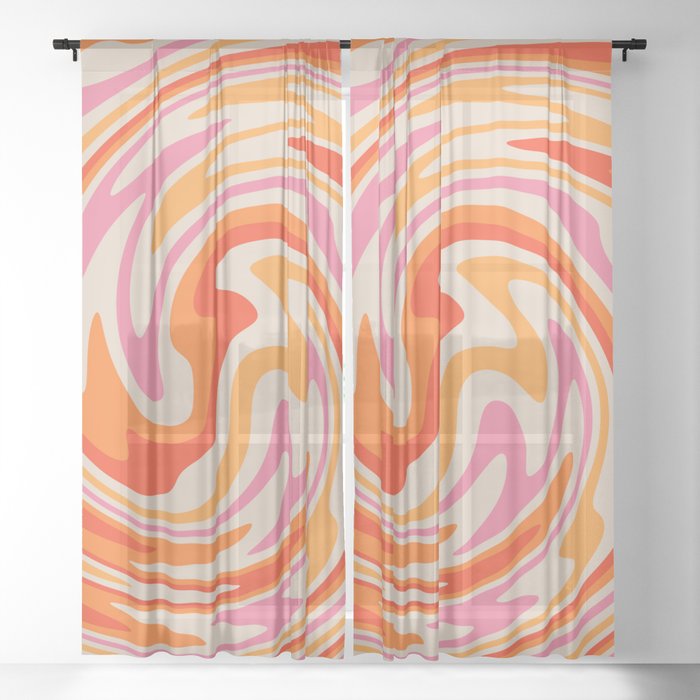 70s Retro Swirl Color Abstract Window Curtain