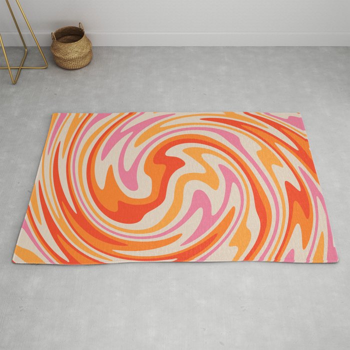 70s Retro Swirl Color Abstract Rug