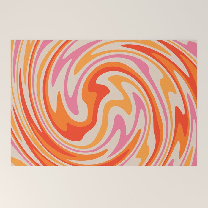 70s Retro Swirl Color Abstract Welcome Mat