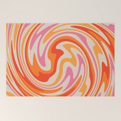70s Retro Swirl Color Abstract Welcome Mat