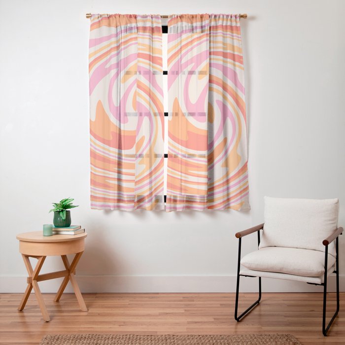 70s Retro Swirl Color Abstract Window Curtain