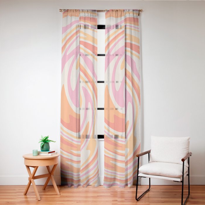 70s Retro Swirl Color Abstract Window Curtain