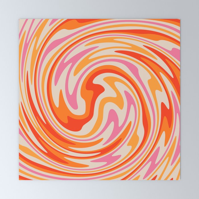 70s Retro Swirl Color Abstract Mini Art Print