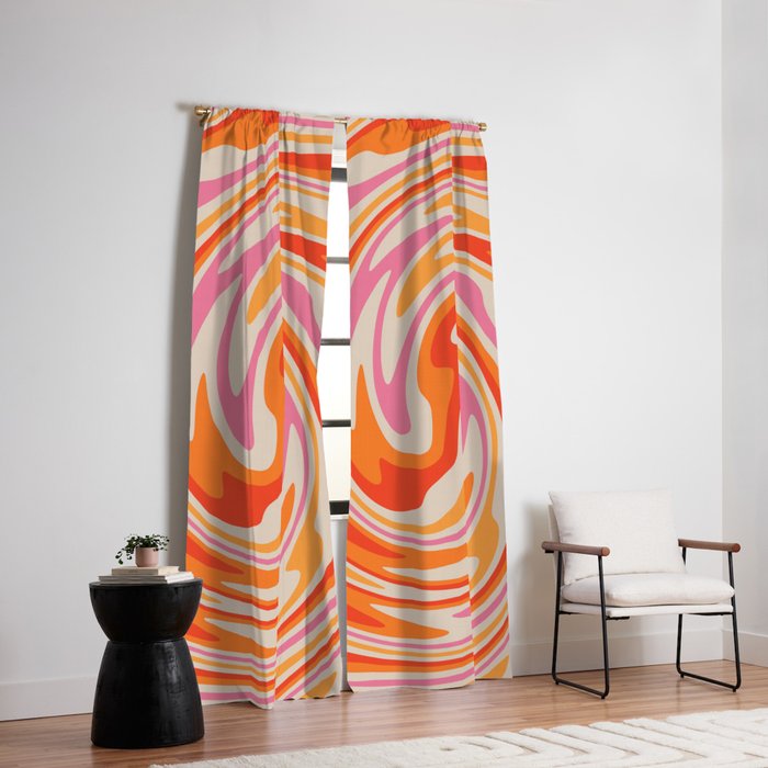 70s Retro Swirl Color Abstract Window Curtain