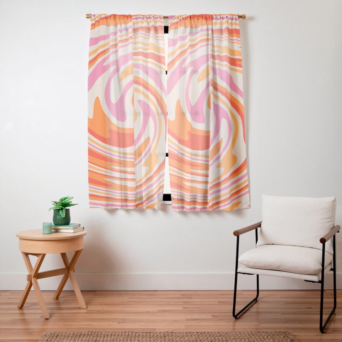 70s Retro Swirl Color Abstract Window Curtain