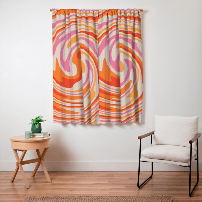 70s Retro Swirl Color Abstract Window Curtain