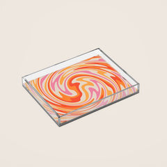 70s Retro Swirl Color Abstract Acrylic Tray