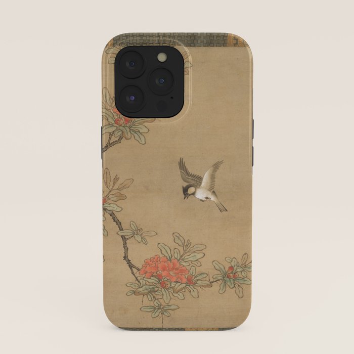16th Century Japanese Bird and Peony Edo Era Painting iPhone Case