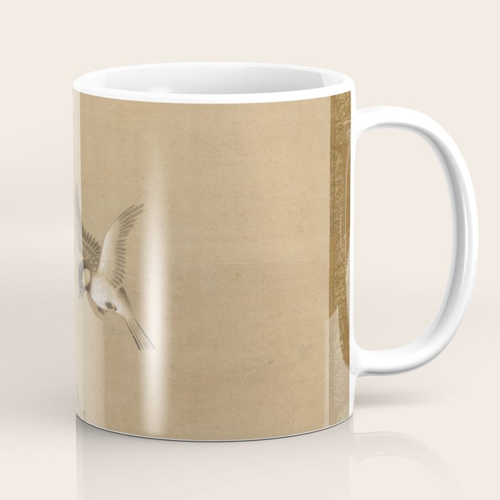 16th Century Japanese Bird and Peony Edo Era Painting Coffee Mug