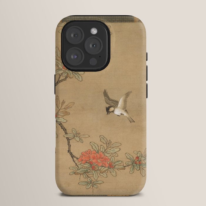 16th Century Japanese Bird and Peony Edo Era Painting iPhone Case