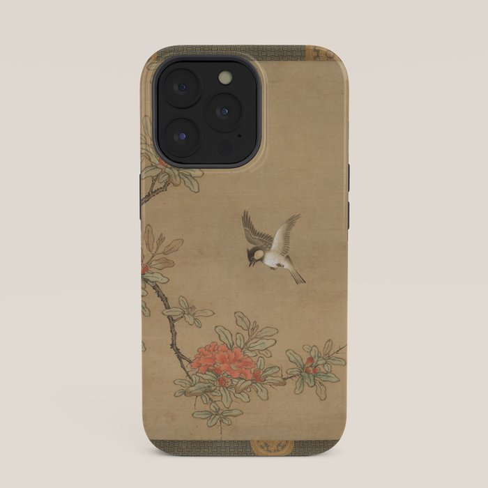 16th Century Japanese Bird and Peony Edo Era Painting iPhone Case