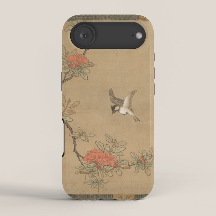 16th Century Japanese Bird and Peony Edo Era Painting iPhone Case