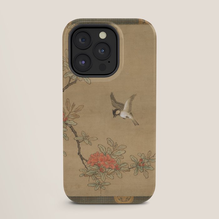 16th Century Japanese Bird and Peony Edo Era Painting iPhone Case