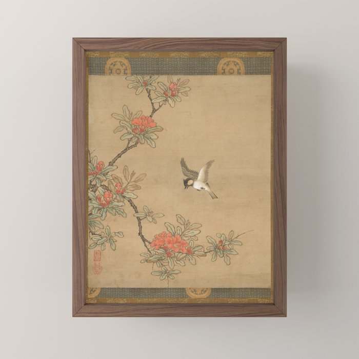 16th Century Japanese Bird and Peony Edo Era Painting Mini Art Print
