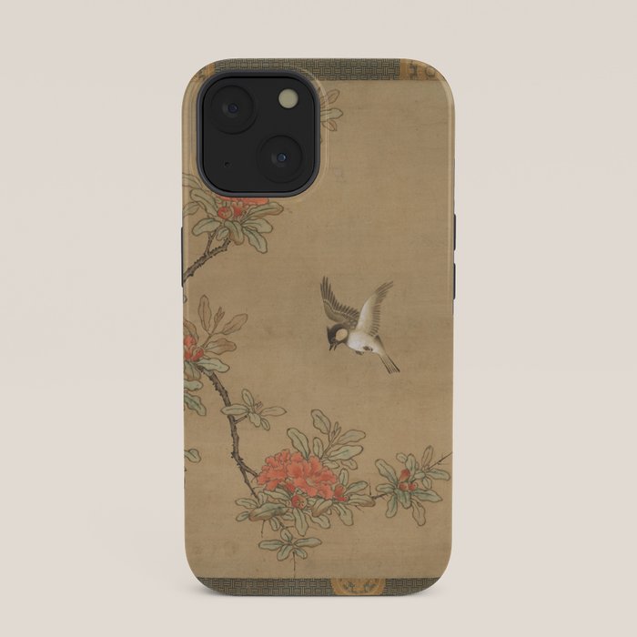 16th Century Japanese Bird and Peony Edo Era Painting iPhone Case