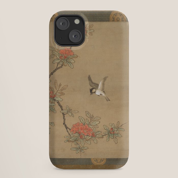 16th Century Japanese Bird and Peony Edo Era Painting iPhone Case