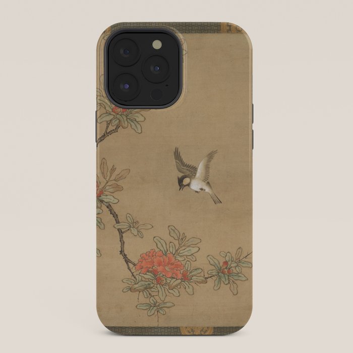 16th Century Japanese Bird and Peony Edo Era Painting iPhone Case