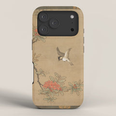 16th Century Japanese Bird and Peony Edo Era Painting iPhone Case