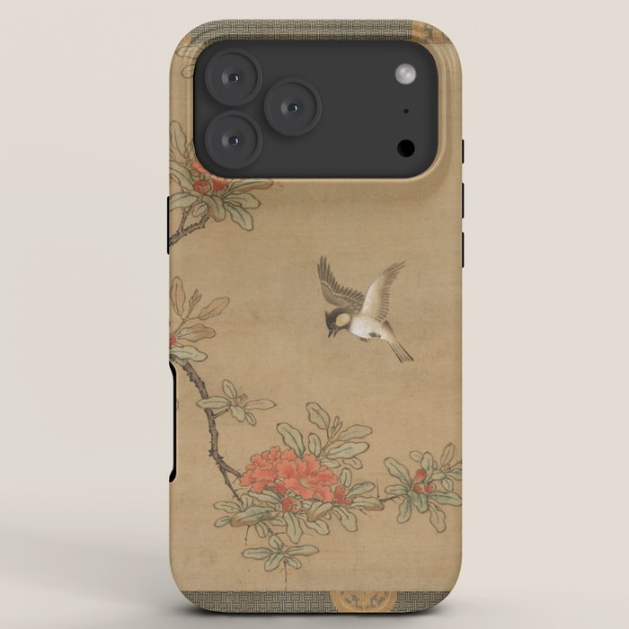 16th Century Japanese Bird and Peony Edo Era Painting iPhone Case
