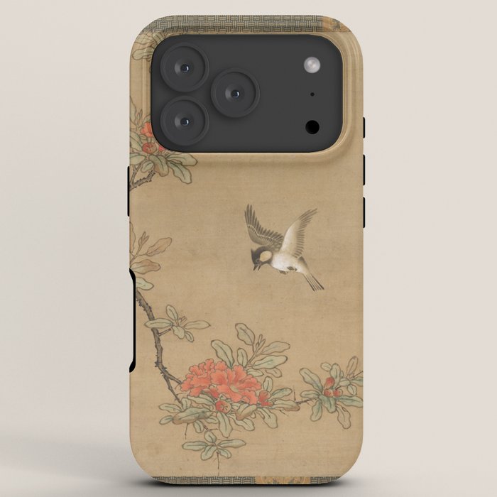 16th Century Japanese Bird and Peony Edo Era Painting iPhone Case