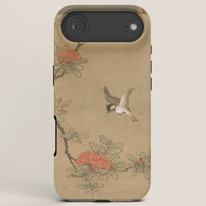 16th Century Japanese Bird and Peony Edo Era Painting iPhone Case