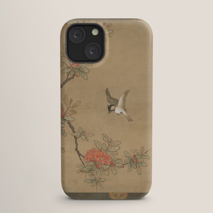 16th Century Japanese Bird and Peony Edo Era Painting iPhone Case