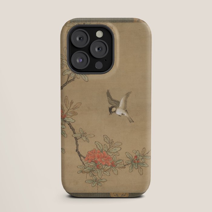 16th Century Japanese Bird and Peony Edo Era Painting iPhone Case