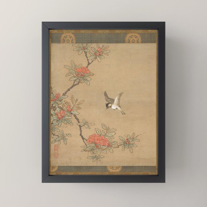 16th Century Japanese Bird and Peony Edo Era Painting Mini Art Print