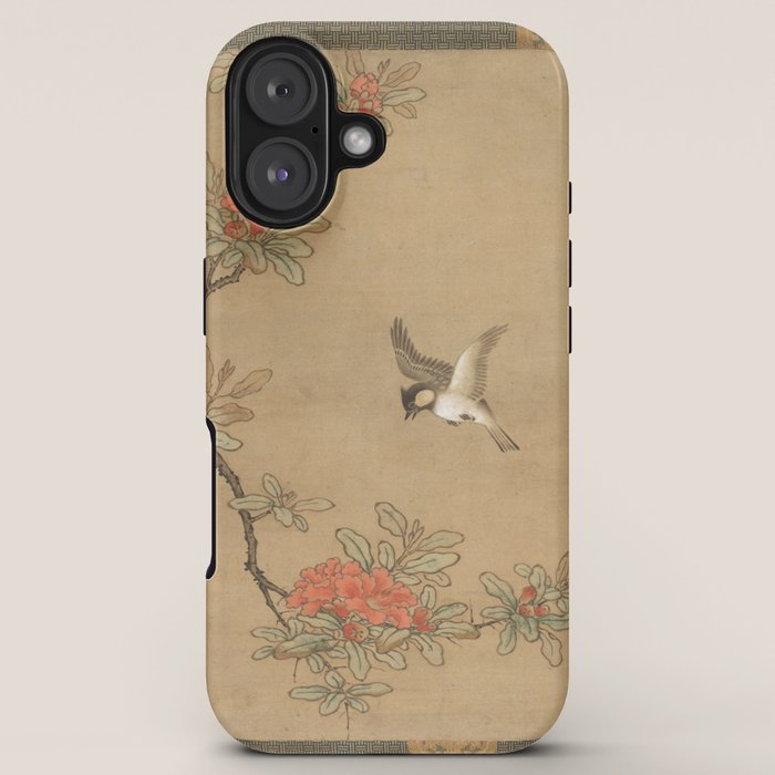16th Century Japanese Bird and Peony Edo Era Painting iPhone Case