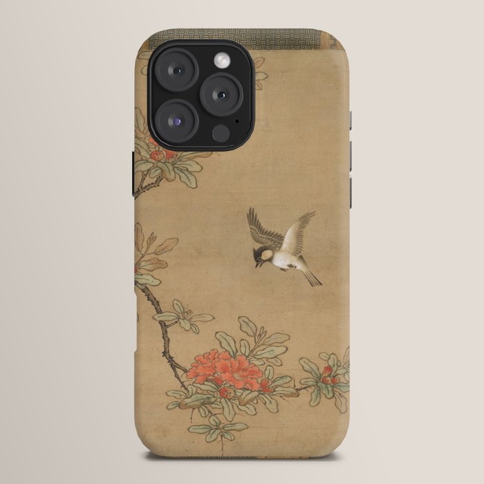 16th Century Japanese Bird and Peony Edo Era Painting iPhone Case