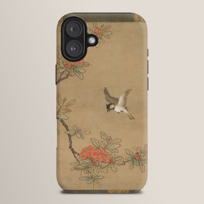 16th Century Japanese Bird and Peony Edo Era Painting iPhone Case