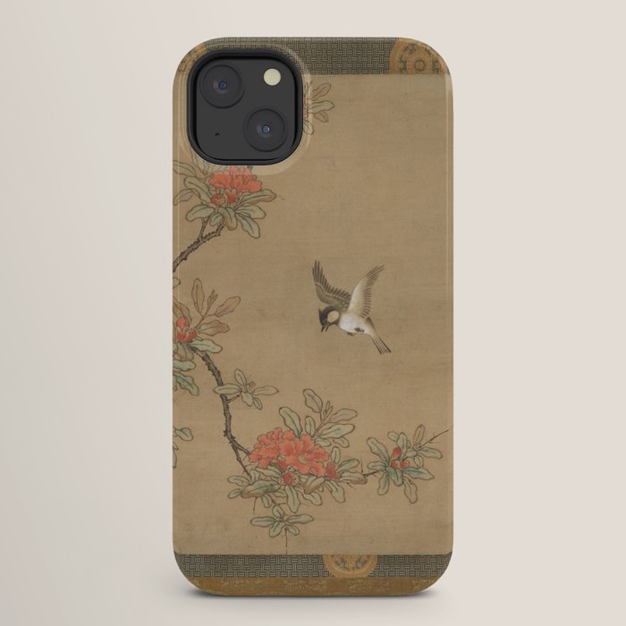 16th Century Japanese Bird and Peony Edo Era Painting iPhone Case