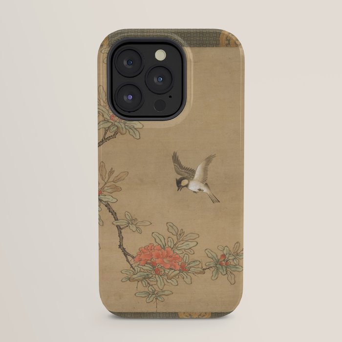 16th Century Japanese Bird and Peony Edo Era Painting iPhone Case