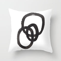 And I Op' Minimalist Ink Line Drawing Abstract Black Brush Strokes Modern Funky Maze by Ejaaz Haniff  Throw Pillow