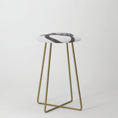 And I Op' Minimalist Ink Line Drawing Abstract Black Brush Strokes Modern Funky Maze by Ejaaz Haniff  Stool