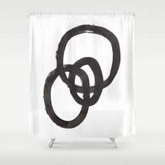 And I Op' Minimalist Ink Line Drawing Abstract Black Brush Strokes Modern Funky Maze by Ejaaz Haniff  Shower Curtain
