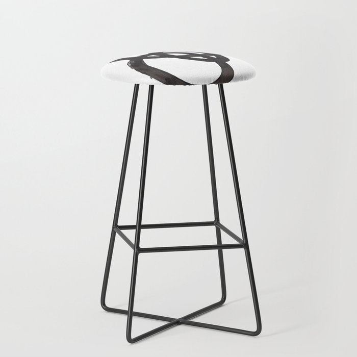 And I Op' Minimalist Ink Line Drawing Abstract Black Brush Strokes Modern Funky Maze by Ejaaz Haniff  Stool