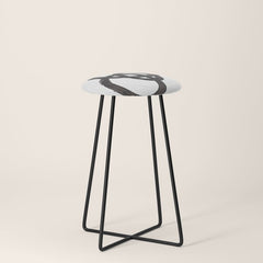 And I Op' Minimalist Ink Line Drawing Abstract Black Brush Strokes Modern Funky Maze by Ejaaz Haniff  Stool