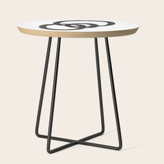 And I Op' Minimalist Ink Line Drawing Abstract Black Brush Strokes Modern Funky Maze by Ejaaz Haniff  Side Table
